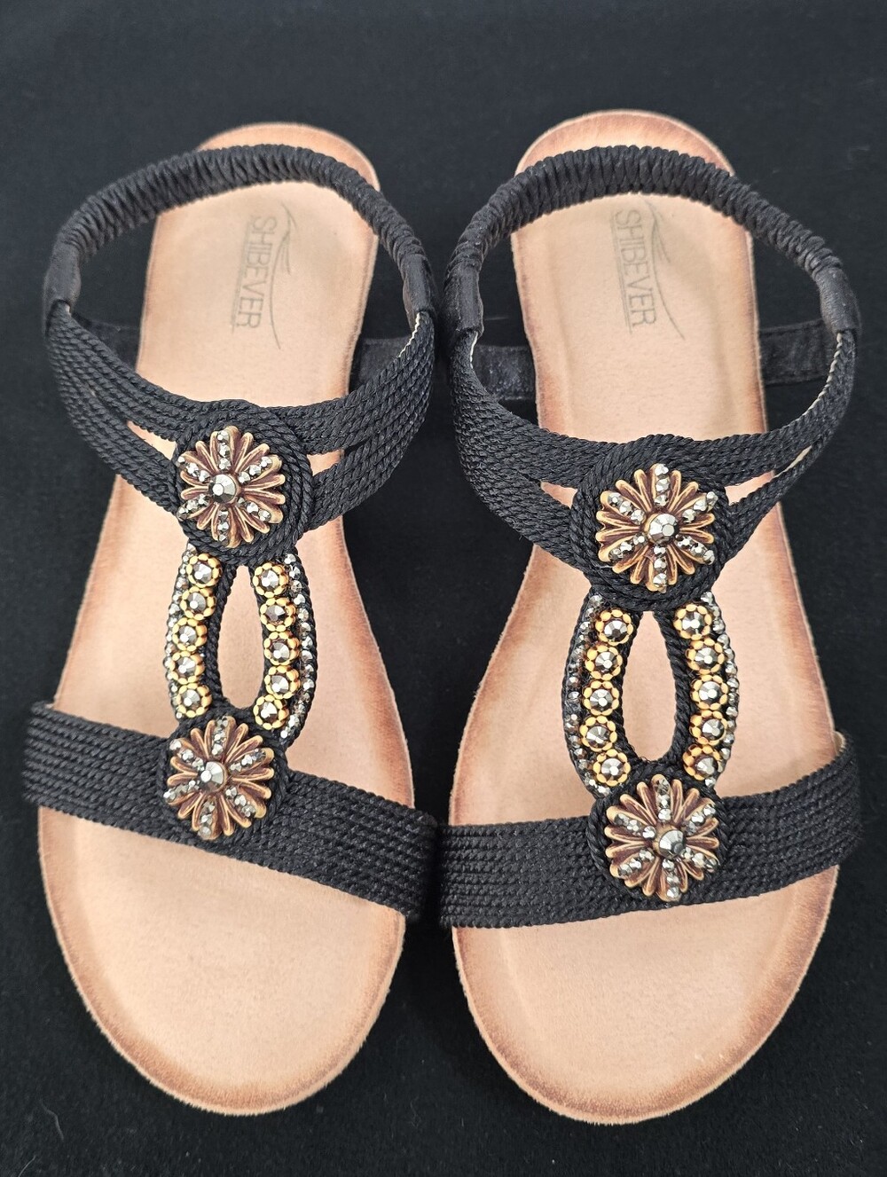 Black Embellished Women's Sandals